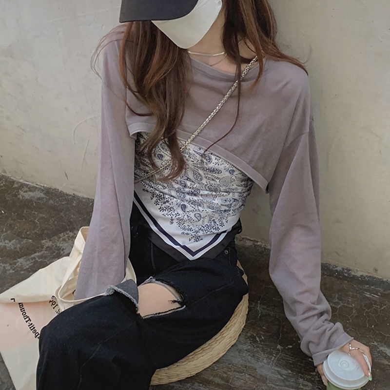 Áo Sơ Mi Tay Dài Chống Nắng Chất Lụa Mát Mỏng Nhẹ Thời Trang Mùa Hè Xinh Xắn Cho Nữ