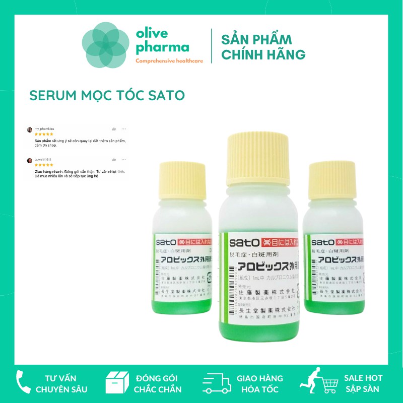 THUỐC BÔI KÍCH THÍCH MỌC TÓC THẢO DƯỢC SATO NHẬT BẢN 30ML - Serum Tinh Chất Mọc Tóc Nhật Bản