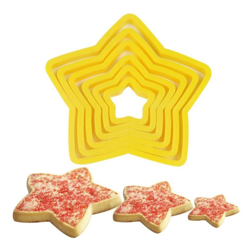 Set 6 Khuôn Cắt Bánh Quy Tạo Hình Cây Thông / Ngôi Sao / 3D Trang Trí Bánh Kem