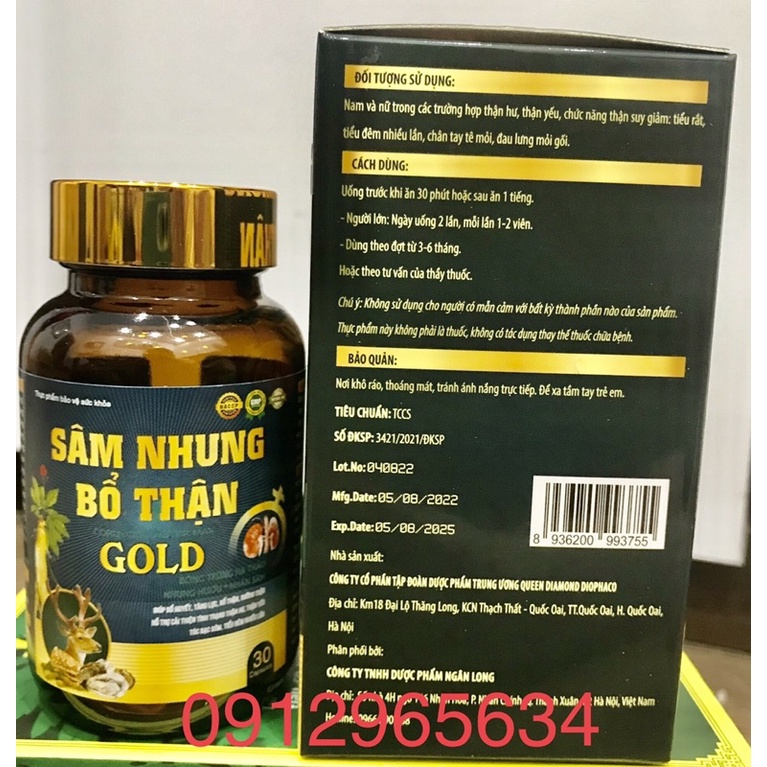 Sâm nhung Bổ thận Gold hiệu quả cho nam và nữ thành phần tự nhiên chính hãng bồi dưỡng sức khoẻ tăng cường sinh lý 30v