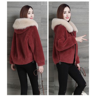 [FREE SHIP] ÁO KHOÁC LÔNG CỪU NỮ KHÓA KÉO CÓ MŨ LÔNG VŨ  HÀNG LOẠI 1 DÀY DẶN