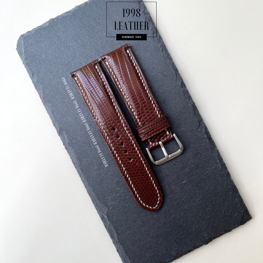 Dây Đồng Hồ Da Kỳ Đà Nam 20mm, 22mm Da Thật Chính Hãng, Handmade Cao Cấp, Chống Nước, Bảo Hành 1 Năm