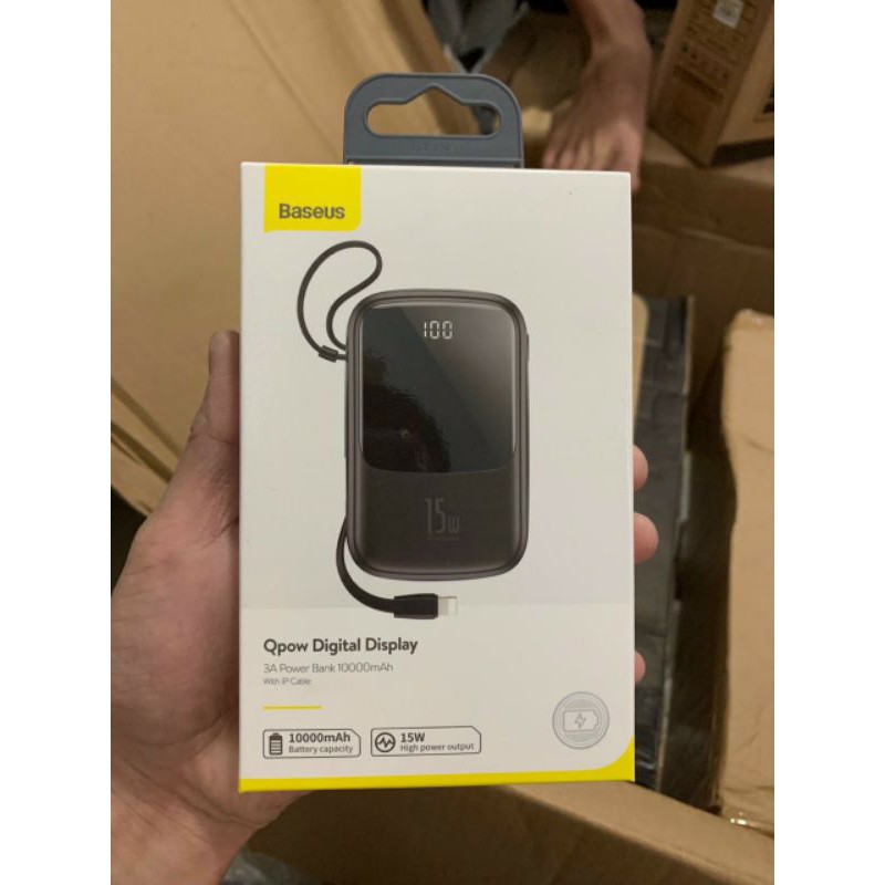 Pin Dự Phòng Tích Hợp Cáp Sạc Baseus Q Pow Digital Display 10,000mAh (3A/ 15W, Fast Charge Power Bank With Cable)