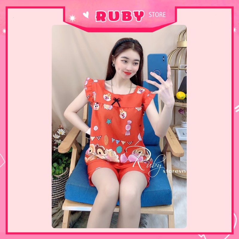 Đồ bộ nữ mặc nhà Hoạt Hình Free Size họa tiết dễ thương, chất kate mềm mịn mát ❤ Rubystorevn