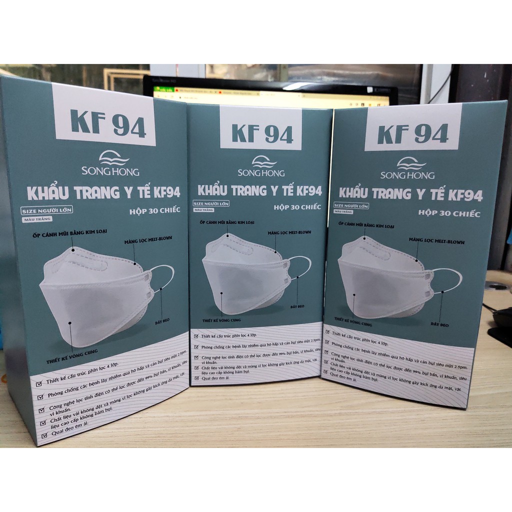 Khẩu trang KF94 Sông Hồng (Hộp 30 chiếc - có giấy phép FDA Mỹ) | BigBuy360 - bigbuy360.vn