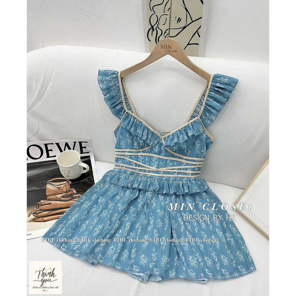 𝙈𝙄𝙉 𝙎𝙏𝙐𝘿𝙄𝙊 •VÁY HOA DẬP LY BÈO CỔ PHỐI VIỀN