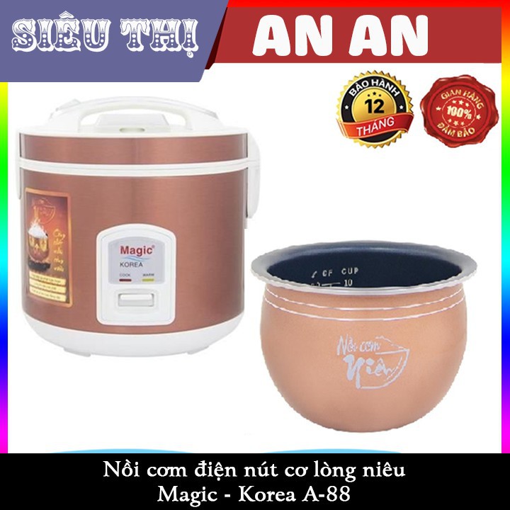 Nồi cơm điện 2L MAGIC KOREA A-88 lòng niêu tròn nhiệt 3D công suất 650W bảo hành 12 tháng