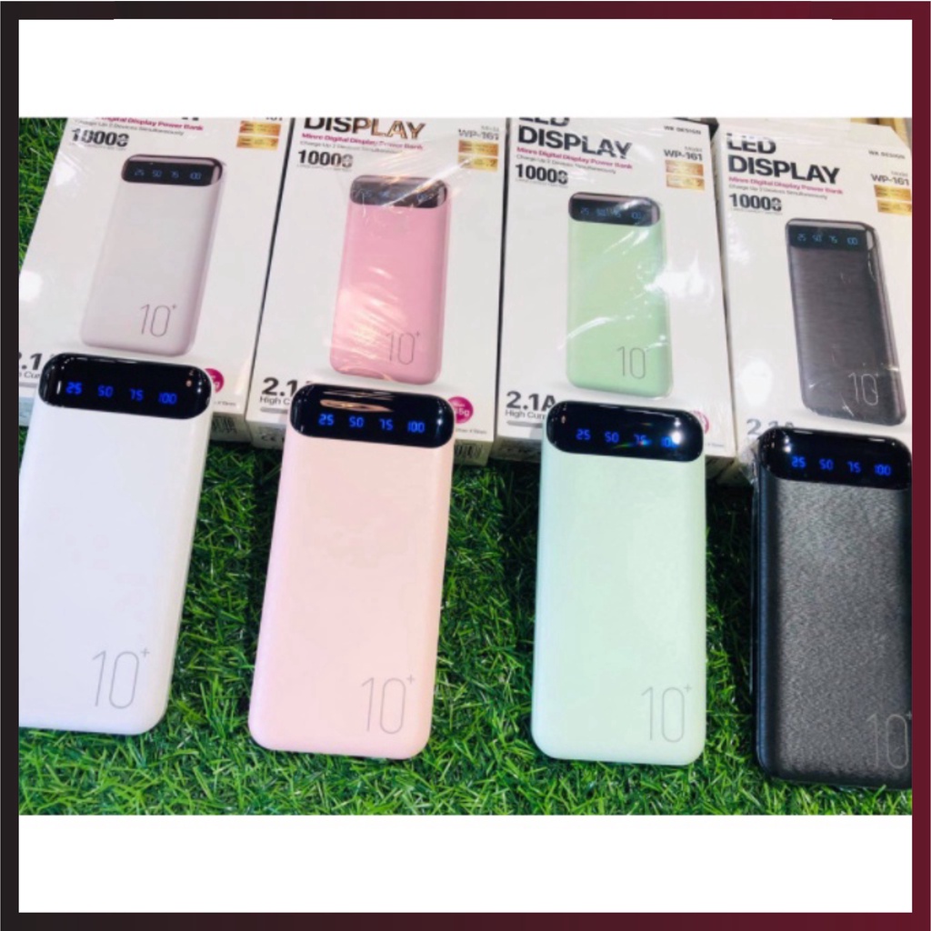 Sạc dự phòng 10000 mAh WK DESIGN WP-161 Pin dự phòng tích hợp đèn led hỗ trợ sạc nhanh 2.1A - SATOP OFFICIAL