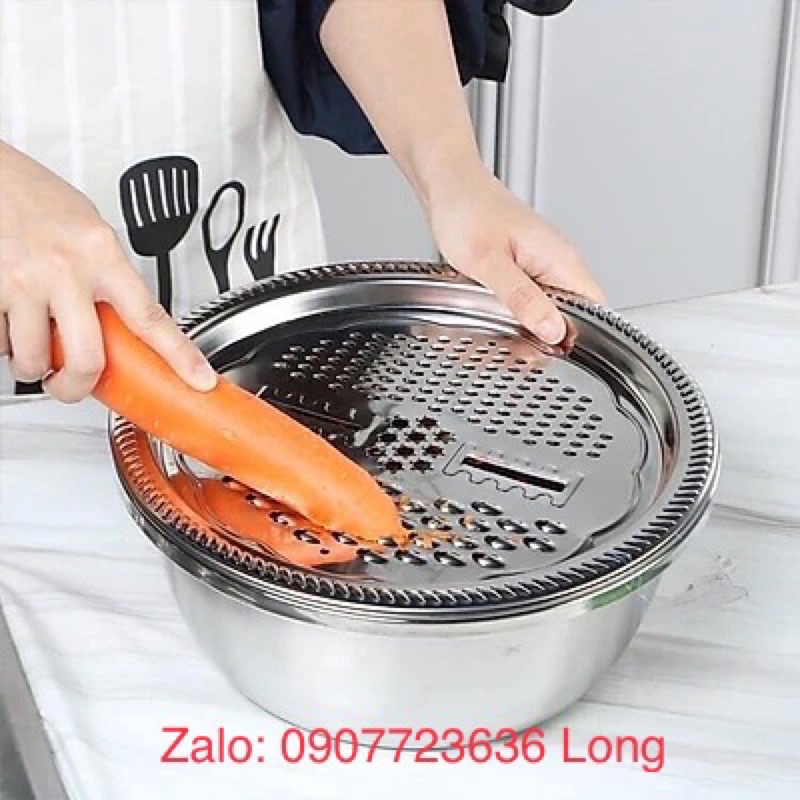 BỘ THAU RỔ BÀO RAU CỦ INOX Đa năng KHÔNG RỈ tiện dụng
