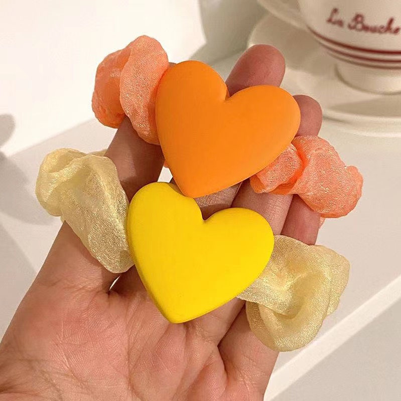 Dây buộc tóc họa tiết trái tim siêu cute phụ kiện tóc cho bé