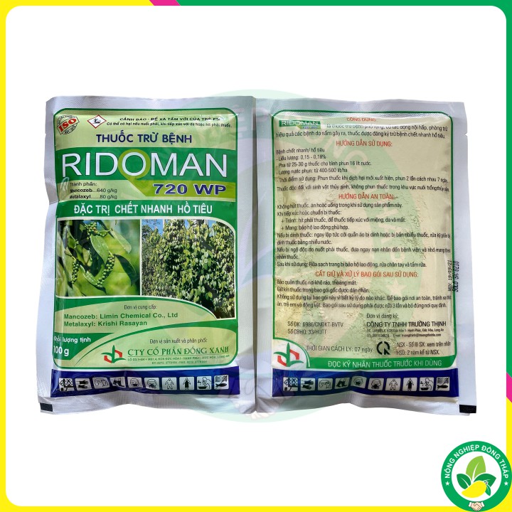 Thuốc Trừ Bệnh RIDOMAN 720WP – Đặc Trị Chết Nhanh Hồ Tiêu