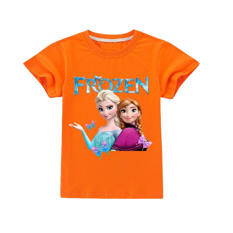 Áo Thun Tay Ngắn In Hoạt Hình Frozen Thời Trang Mùa Hè Cho Bé Gái