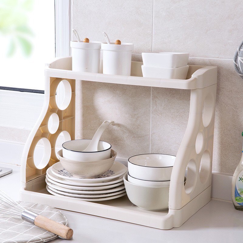 Kệ đựng gia vị nhà bếp, thiết kế 2 tầng tiện lợi