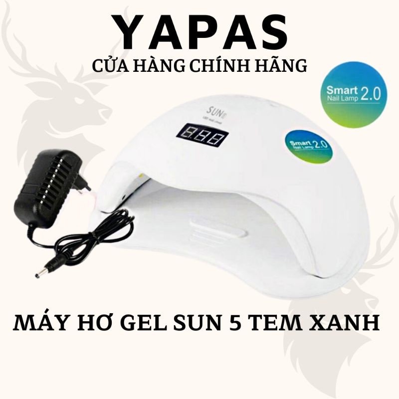 Máy hơ gel Sun 5 led tem xanh hong khô gel móng tay chân nhanh, UV 24 LED 48W hơ móng cảm ứng nhiệt tự động sấy