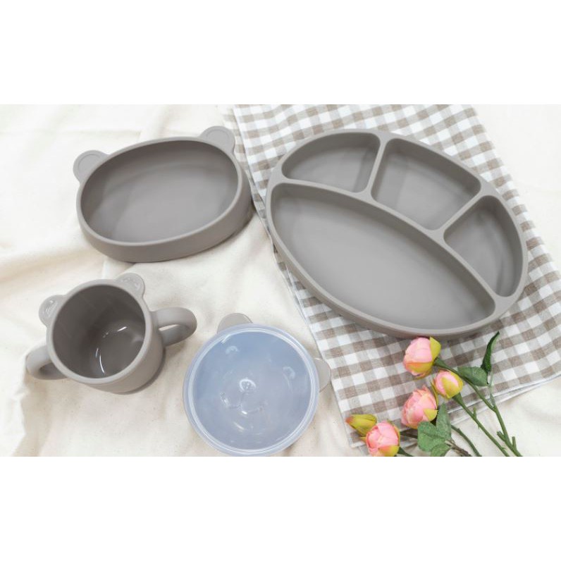 Set ăn dặm 4 món silicon cao cấp Bluemama Hàn Quốc