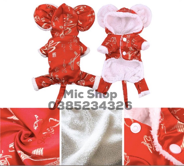 Áo chuột đỏ, áo Tết cho thú cưng