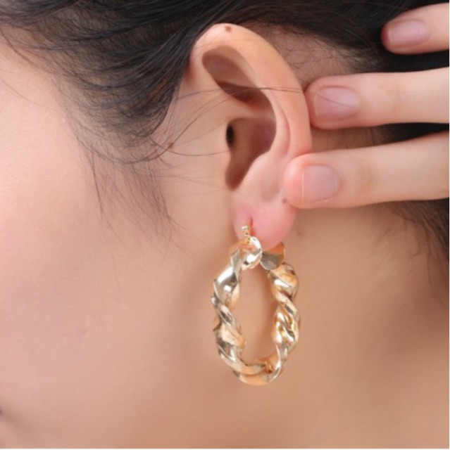 Bông tai khoen tròn vàng (18k gold plated hoops)