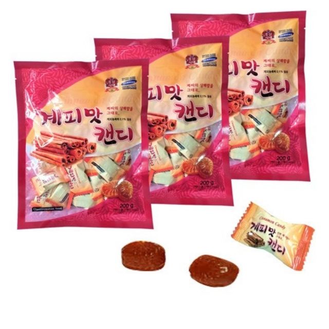 Sét 3 gói kẹo cứng vị quế 200gr Hàn Quốc