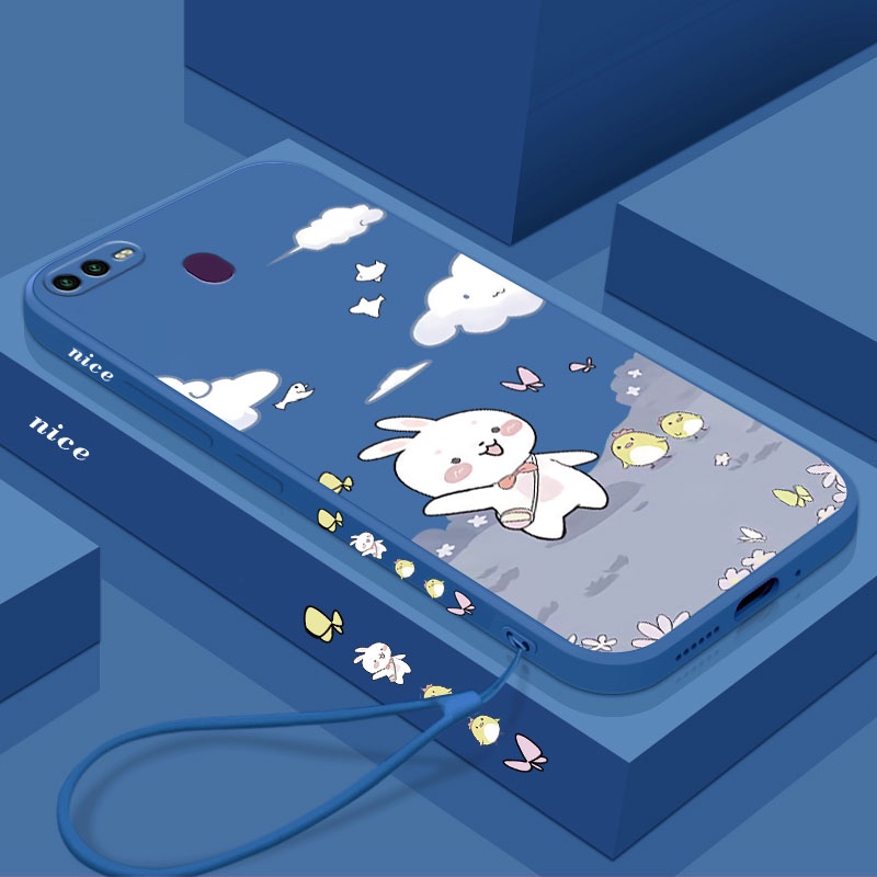 Ốp Điện Thoại Silicon Mềm Hình Thỏ / Gà / Thỏ Hoạt Hình Gắn Dây Đeo Cho OPPO A7 A5S A12 F9 PRO F7 F5