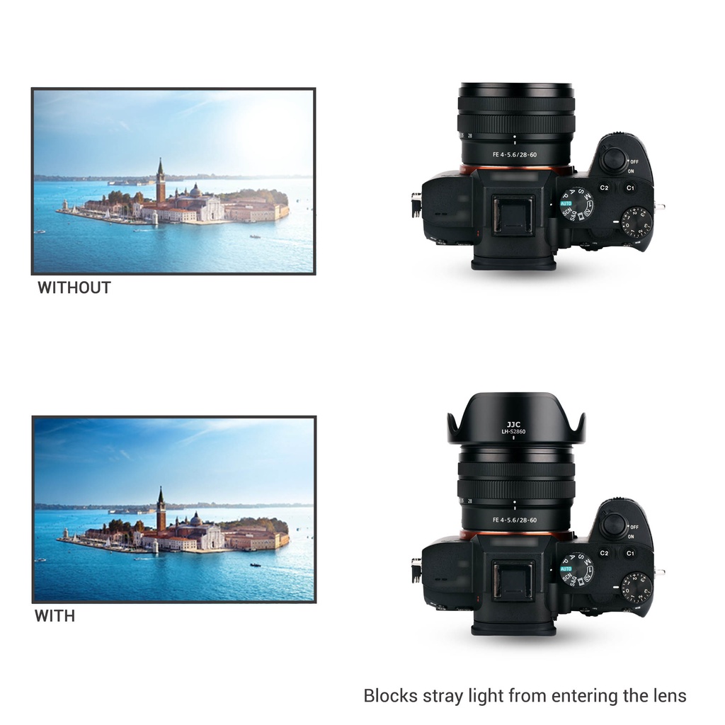 Loa che nắng JJC LH-S2860 thích hợp cho camera Sony FE 28-60mm F3.5-5.6 OSS SEL2860 Sony E PZ 16-50mm F4-5.6/ Sony A6500
