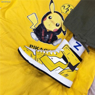 ☜✁Giày Thể Thao Air Force No.J1 Cổ Cao Họa Tiết Pikachu Cá Tính Cho Nam 1 Giày Thể Thao Thời Trang Mùa Thu Cá Tính