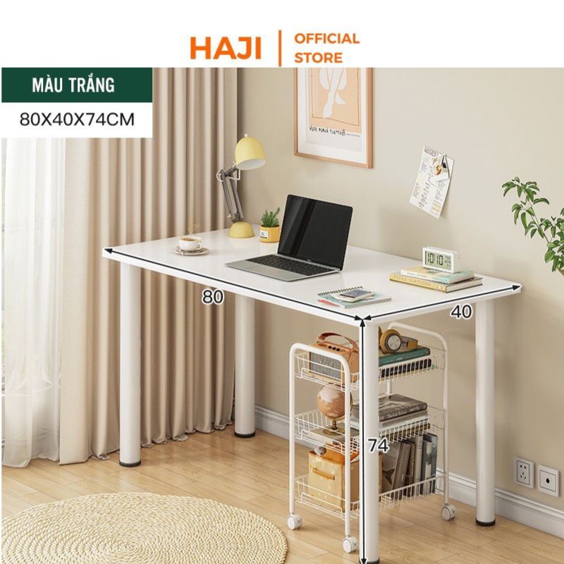 Bàn đa năng HAJI bàn làm việc khung sắt chân tròn sơn tĩnh điện độ bền cao, chắc chắn C62 dài 80cm