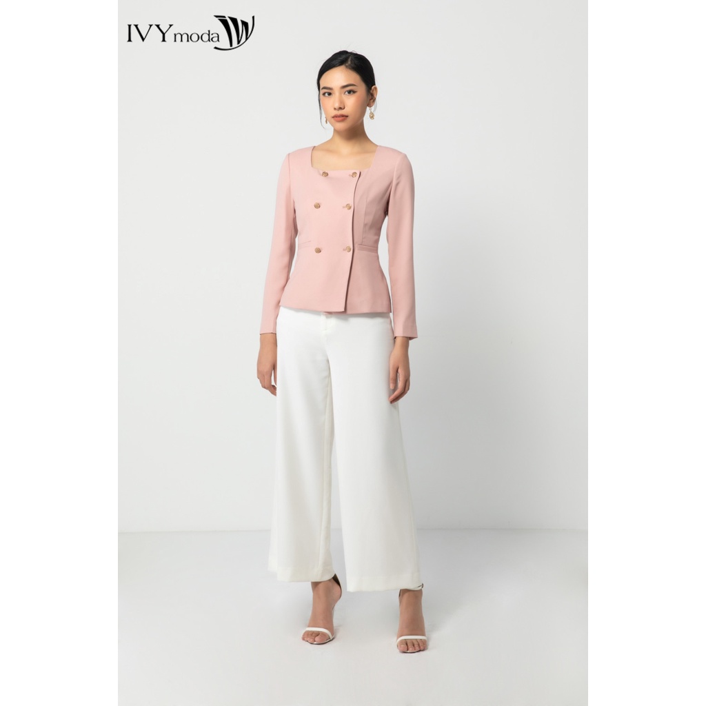 Áo cổ vuông nữ tay dài IVY moda MS 17T0043