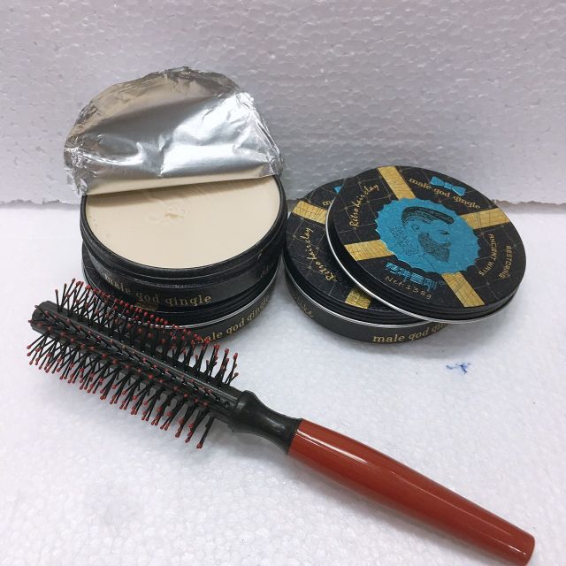 Combo lược tròn và  Sáp vuốt tóc Wax Pomade Rainbow