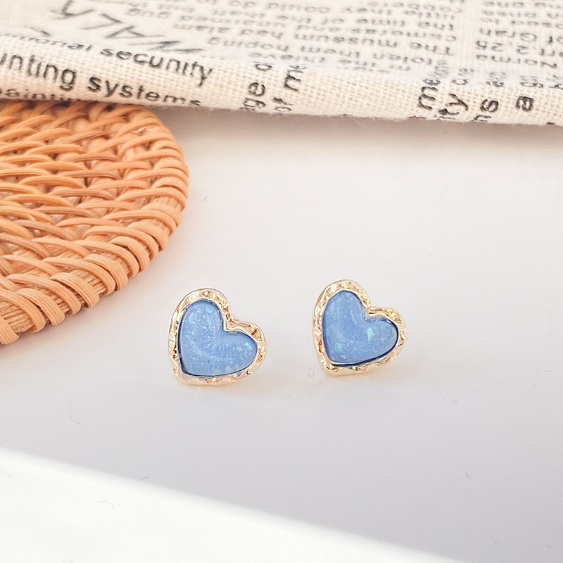 Khuyên tai kẹp không bấm lỗ chốt cố định K172 bằng hợp kim hình trái tim dáng ngắn Leous Accessories
