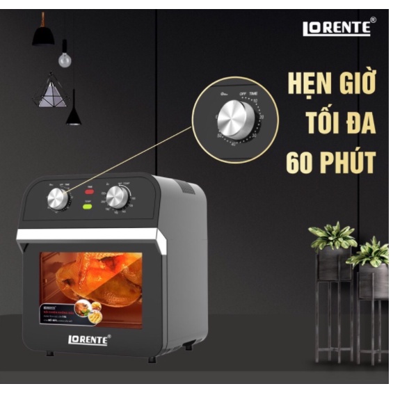 Nồi chiên Không dầu kiêm Lò nướng đa năng 15L, Lorente LT1500 - Hàng Chính hãng, Bảo hành 12 tháng