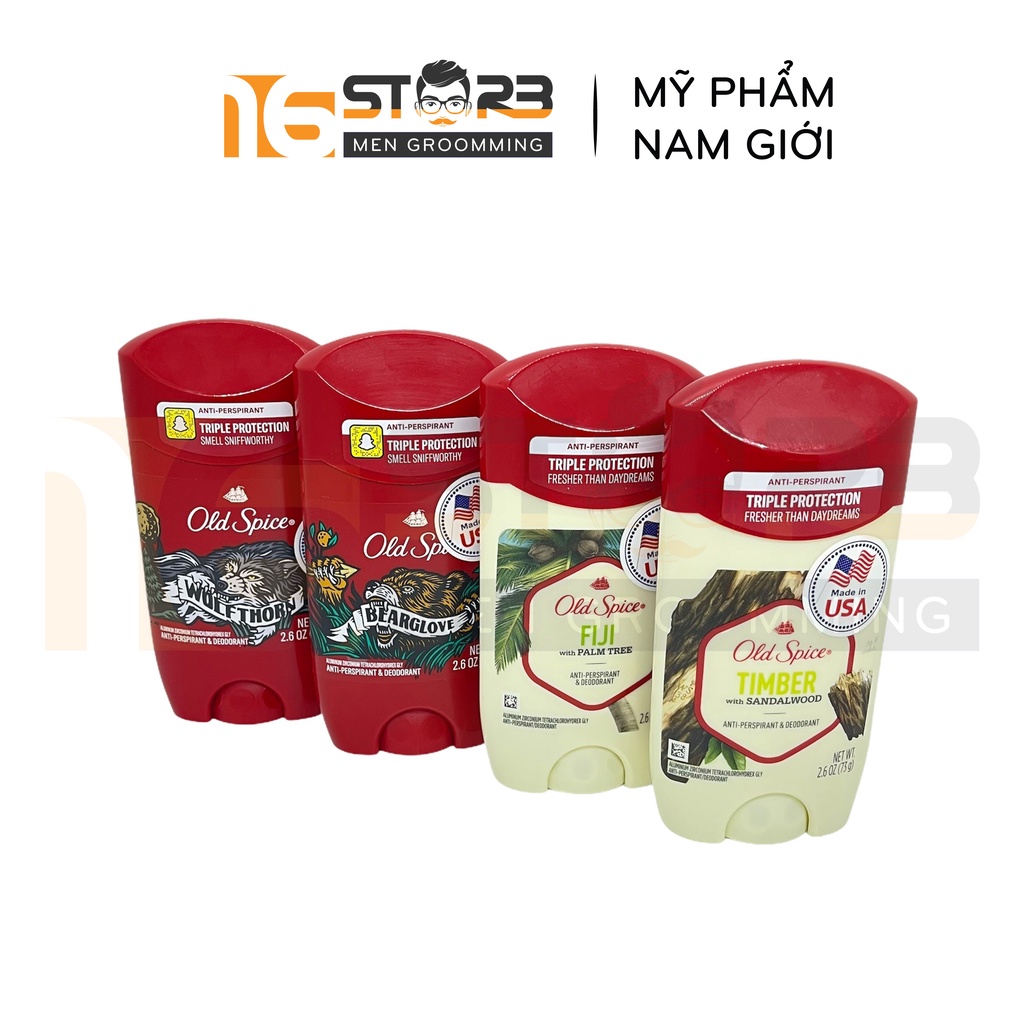 [Chính Hãng 100%] Sáp Khử Mùi Old Spice Timber, Fiji, Bearglove, Wolfthorn 73g/85g - Nhập Khẩu Mỹ