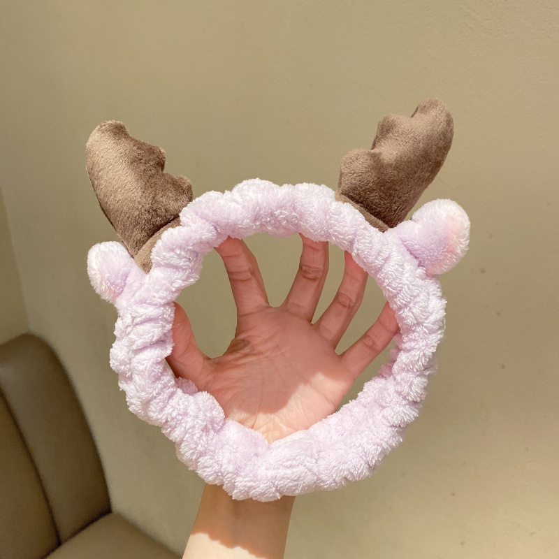 Băng đô cài tóc rửa mặt hình sừng tuần lộc dễ thương