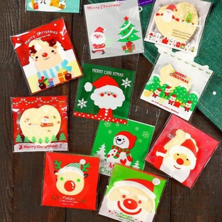 Túi đựng cookie Noel mép dán 10*10cm