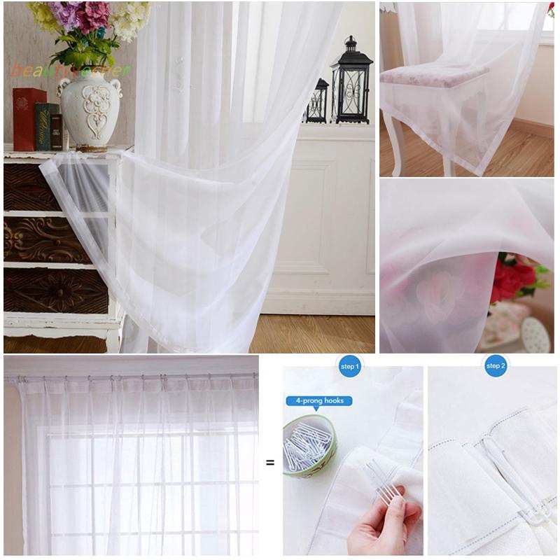 Tulle Window Voile Room Panel White Curtain Drape Sheer Treatment Decor Durable