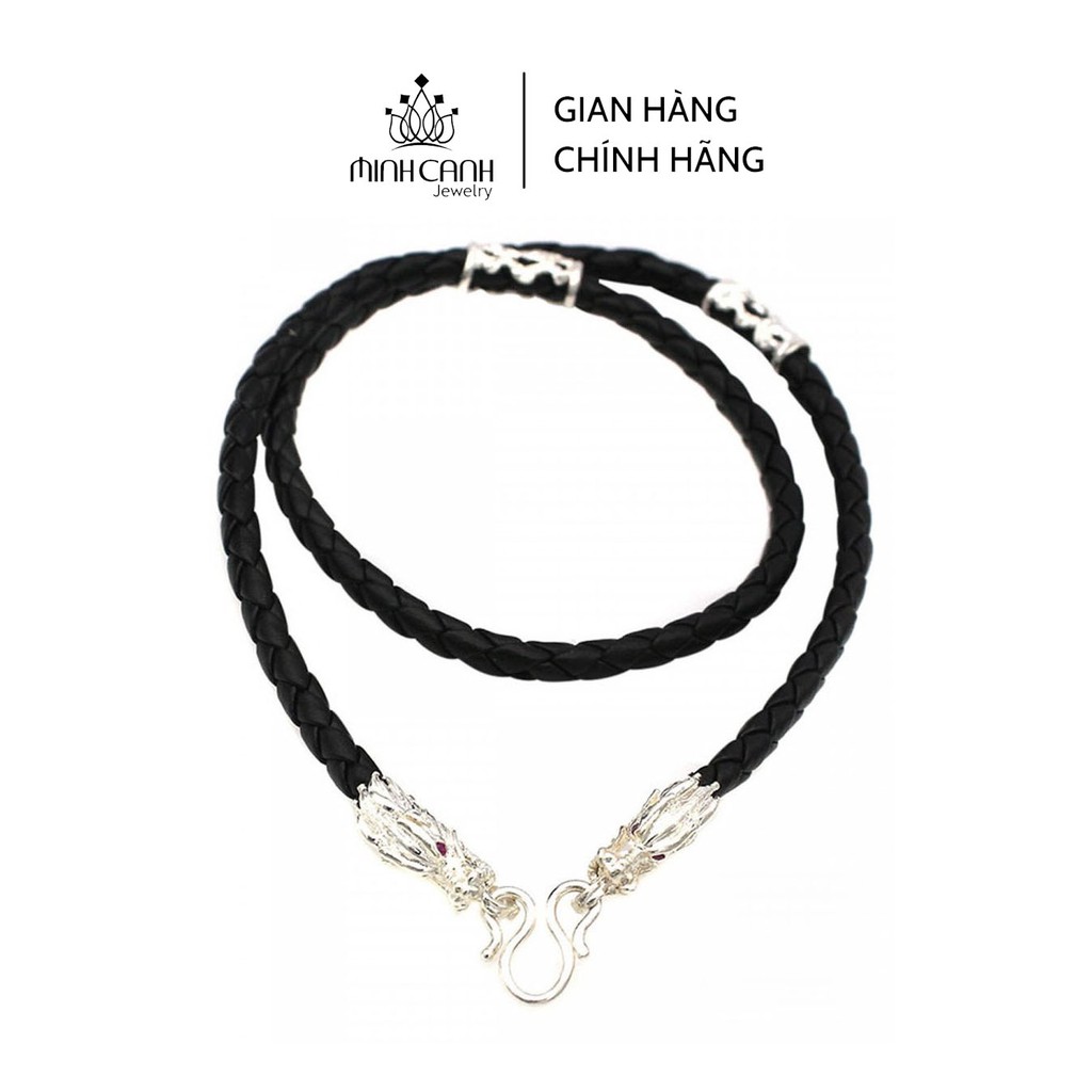 Dây Da Bọc Kết Bọc Đầu Rồng 4 Đốt Bạc - Minh Canh Jewelry