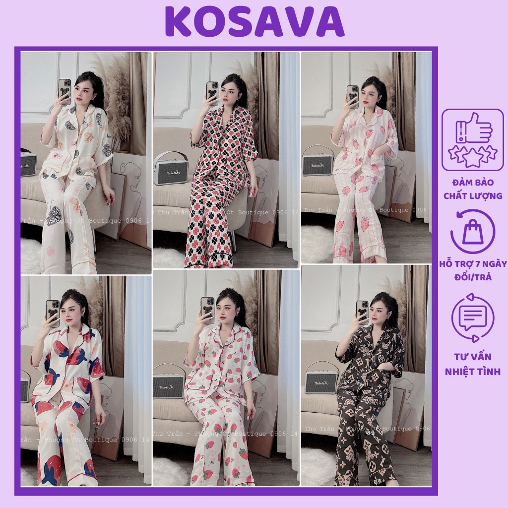 Đồ bộ nữ pijama mặc nhà cánh dơi chất liệu mango cap cấp KOSAVA