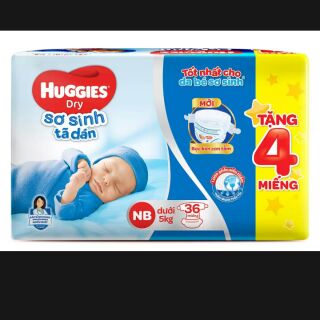 Tã dán sơ sinh huggies nb36, nb58+2, s56
