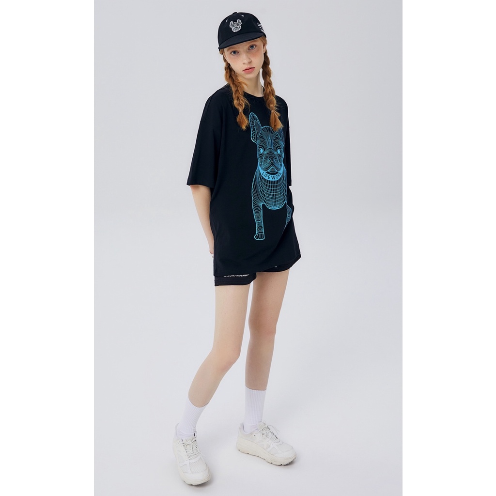 Áo họa tiết đen in xanh dương 1868 LIFEWORK TEE Made in KO/RE/A full-tag-code Form Oversize
