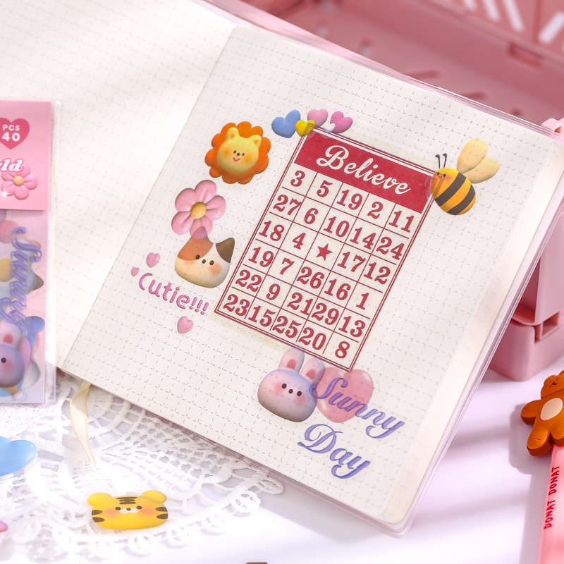 Set 40 Sticker Hình Hoa Dán Trang Trí Sổ Tay