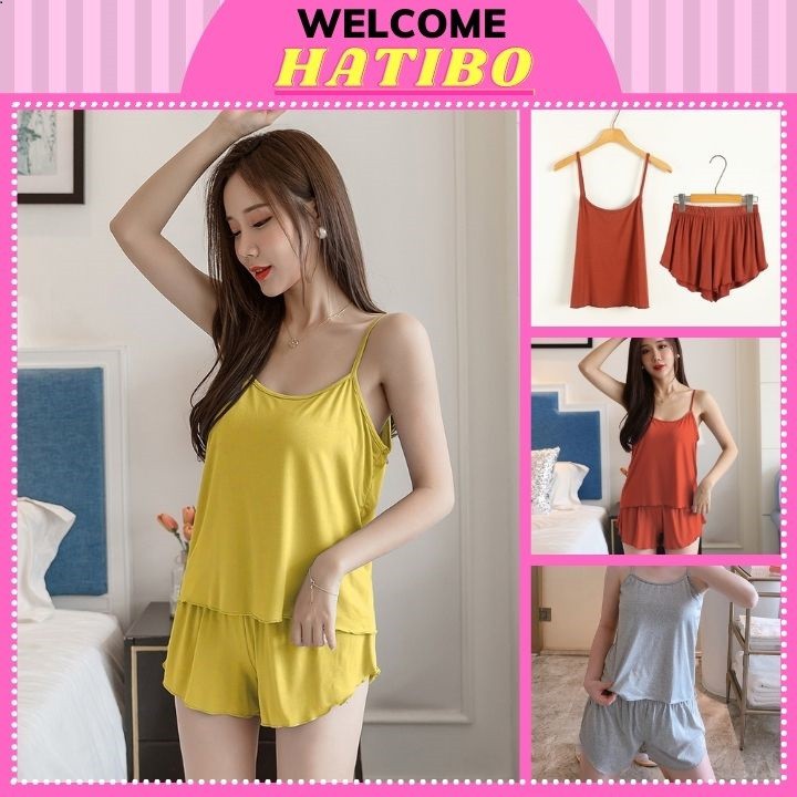 Đồ Bộ Ngủ Quần Đùi Áo 2 Dây Sexy Chất Cotton Co Giãn 4 Chiều Mềm Mát