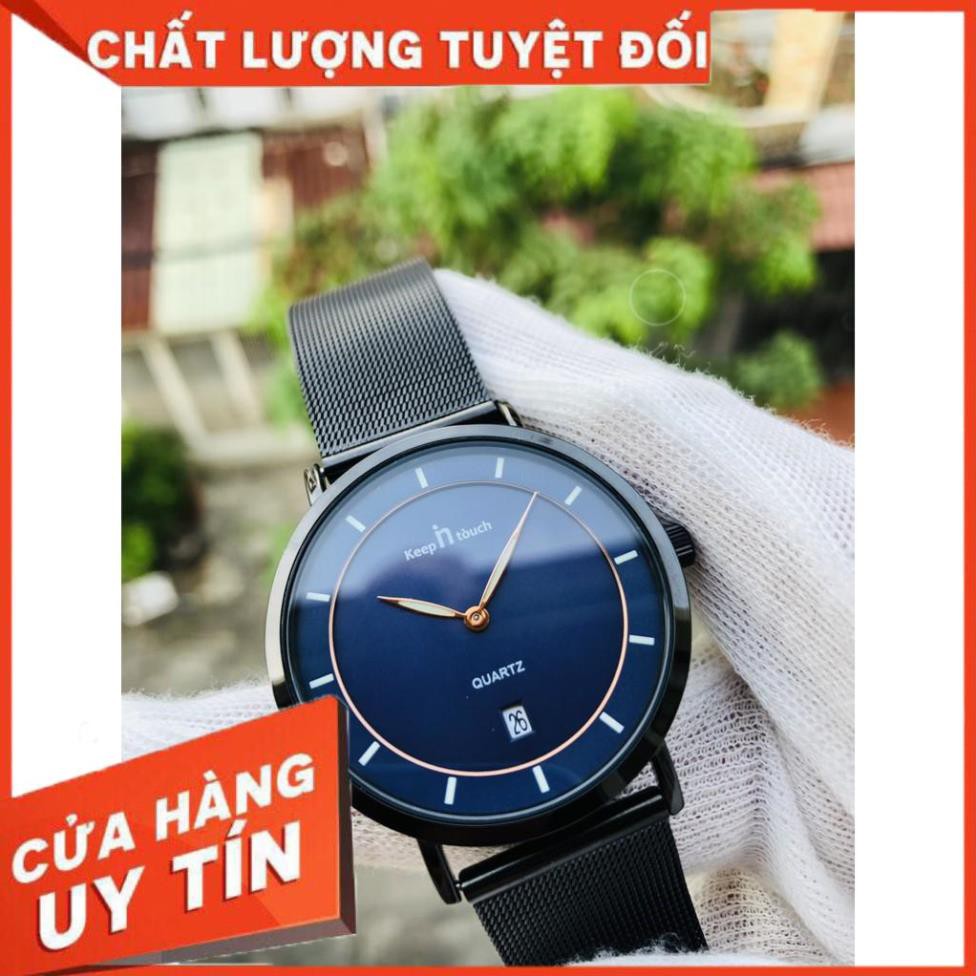 ĐỒNG HỒ NAM DÂY LƯỚI CAO CẤP THƯƠNG HIỆU KEEPNTOUCH (TẶNG KÈM HỘP , PIN DỰ PHÒNG VÀ PHỤ KIỆN THÂU DÂY)