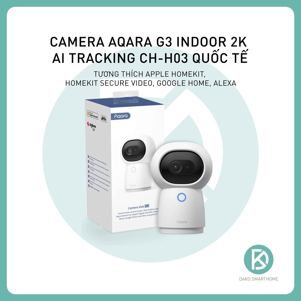 Camera Aqara G3 - Quốc Tế CH-H03, xoay 360 độ chuẩn 2K, Nhận diện khuôn mặt, cử chỉ, tương thích homekit