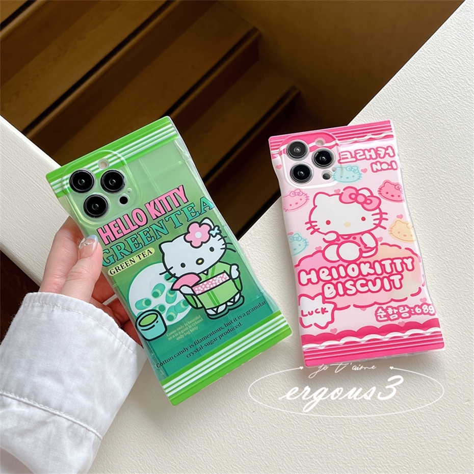 Ốp Điện Thoại Mềm Màu Kẹo Hình Mèo Kitty Cho iPhone 14 13 12 11 Pro Max SE2020 X XR Xs Max 7 8 6 6s Plus