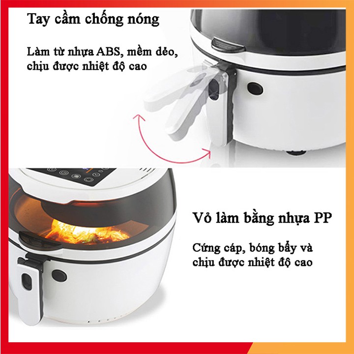 [FreeShip40k] Nồi chiên không dầu 8 Lít Nine Sheild, ĐK Điện Tử Cảm Ứng, Tự đảo, 1500W, BH 12T