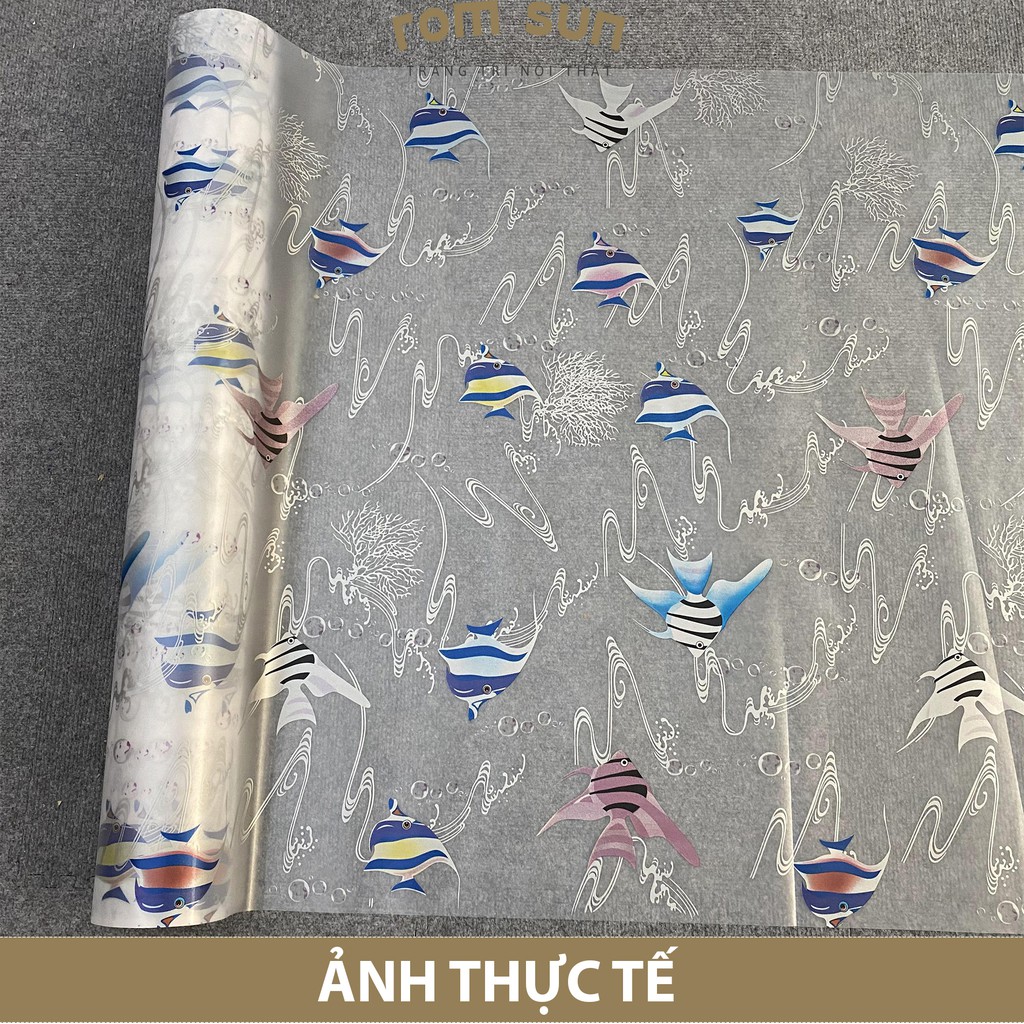 Decal dán kính mờ chống nhìn trộm cửa sổ khổ 90cm, Giấy decan dán kính phòng ngủ chống nắng cá đẹp