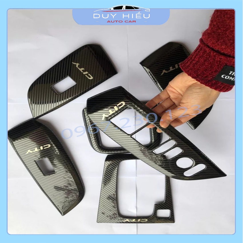 Ốp nội thất vân cacbon cho xe Honda city đời 2021-2022 bộ 5 chi tiết chuẩn form