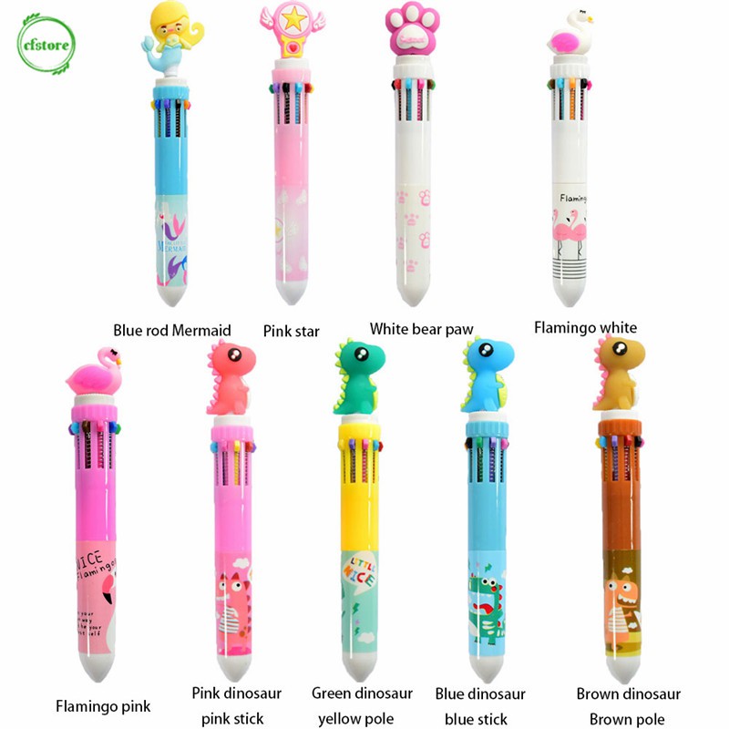 Bút bi 0.5mm 10 màu thiết kế thú hoạt hình dễ thương