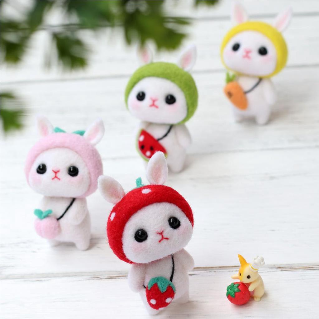Cute rabbit doll/wool felt material cartoon pendant/make your own doll material kit