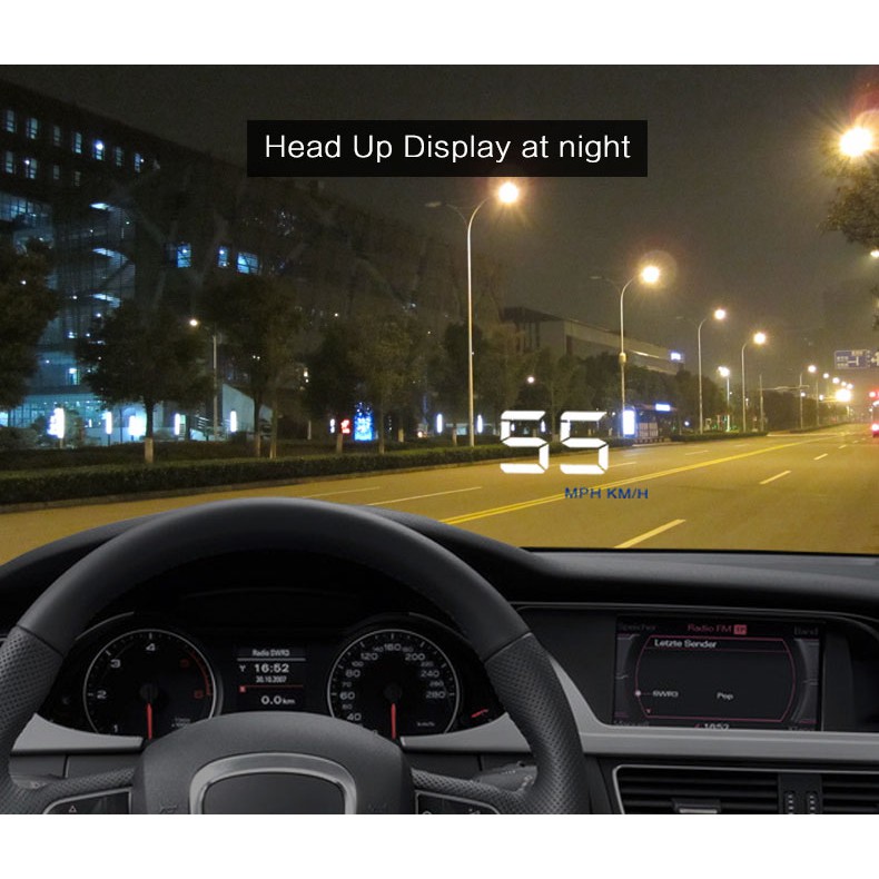 Hất tốc độ lên kính lái cho ô tô, xe hơi giao diện đơn giản, dễ nhìn, không lóa mắt HUD A100S
