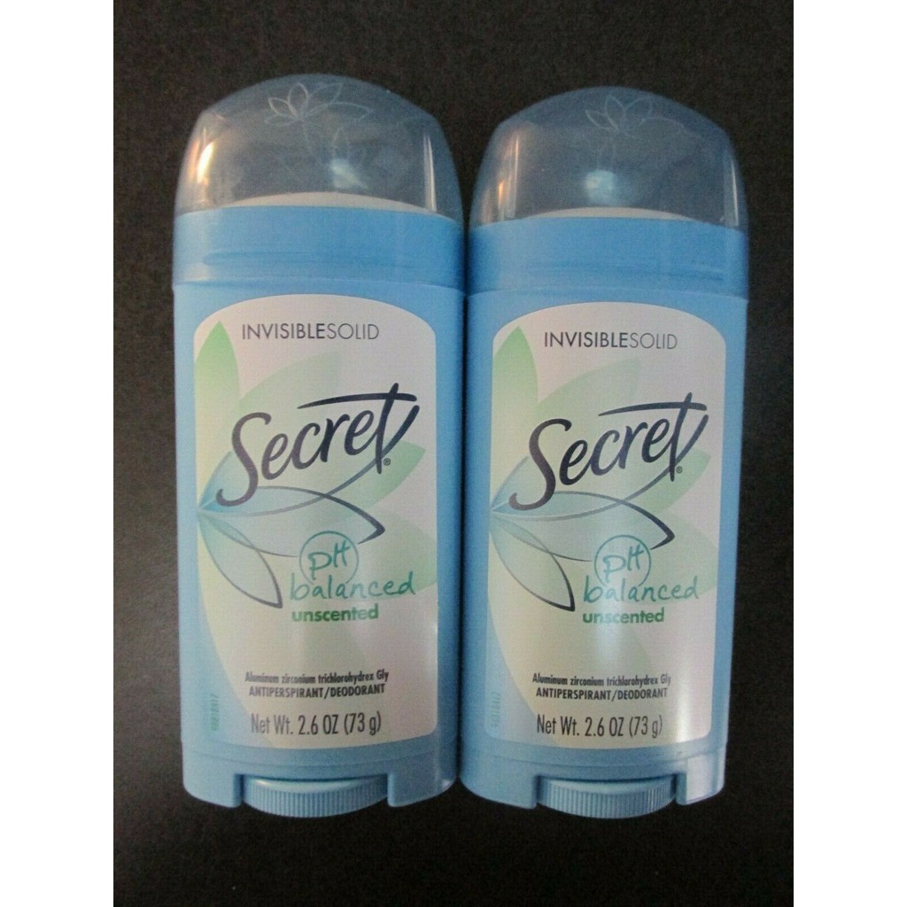 Lăn khử mùi sáp Secret PH Balanced Unscented Invisible Solid 73g